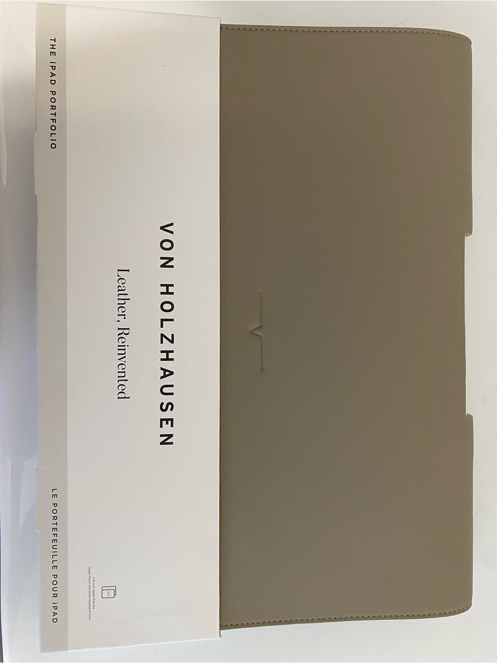 Von Holzhausen Taupe Leather iPad Portfolio Sleeve